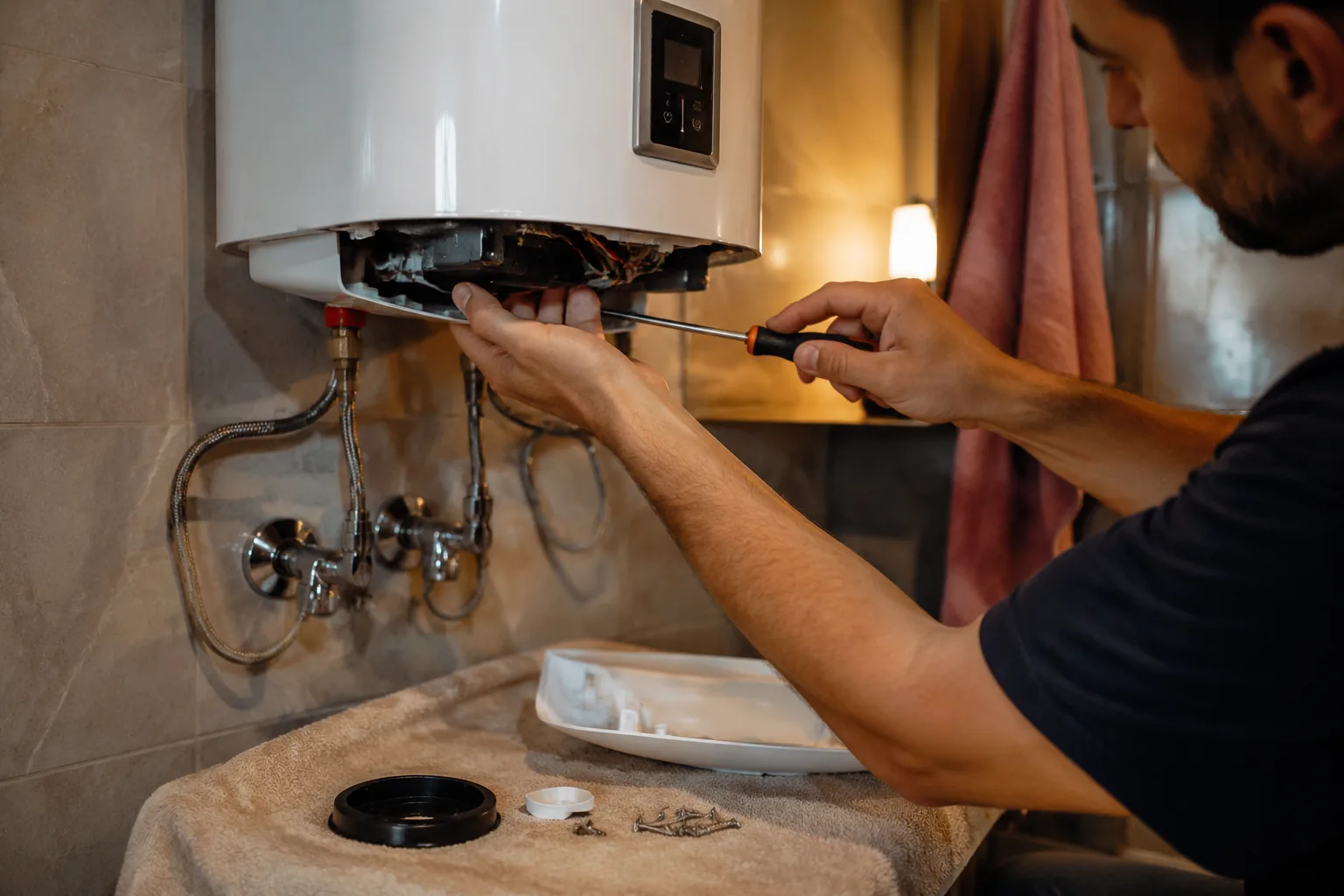 Разборка водонагревателя Ariston Pro1 R Dry и чистка бака от накипи