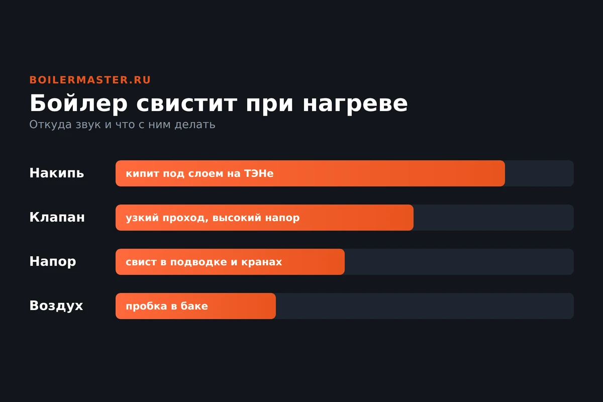 Человек прислушивается к свисту работающего водонагревателя на стене