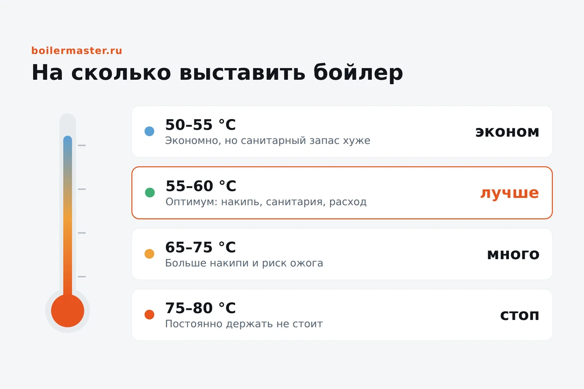 Регулятор температуры водонагревателя, выставленный в оптимальный режим