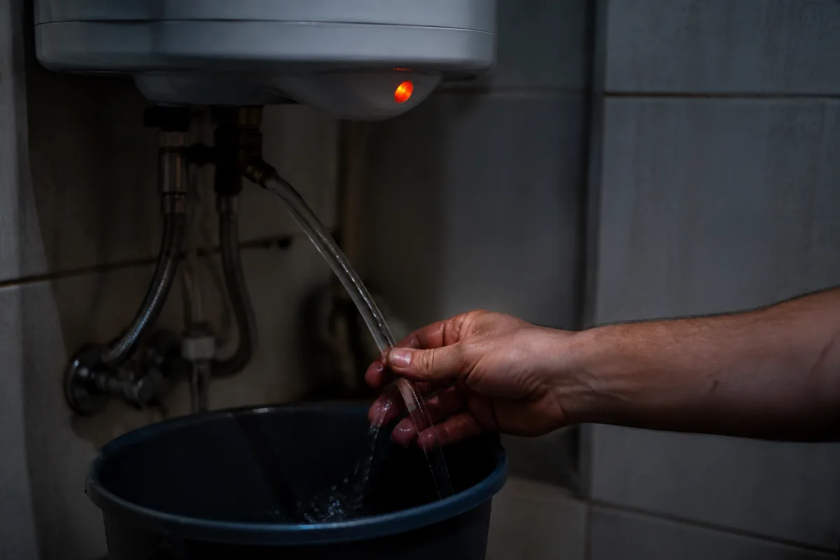 Слив воды из водонагревателя Haier через шланг в ведро