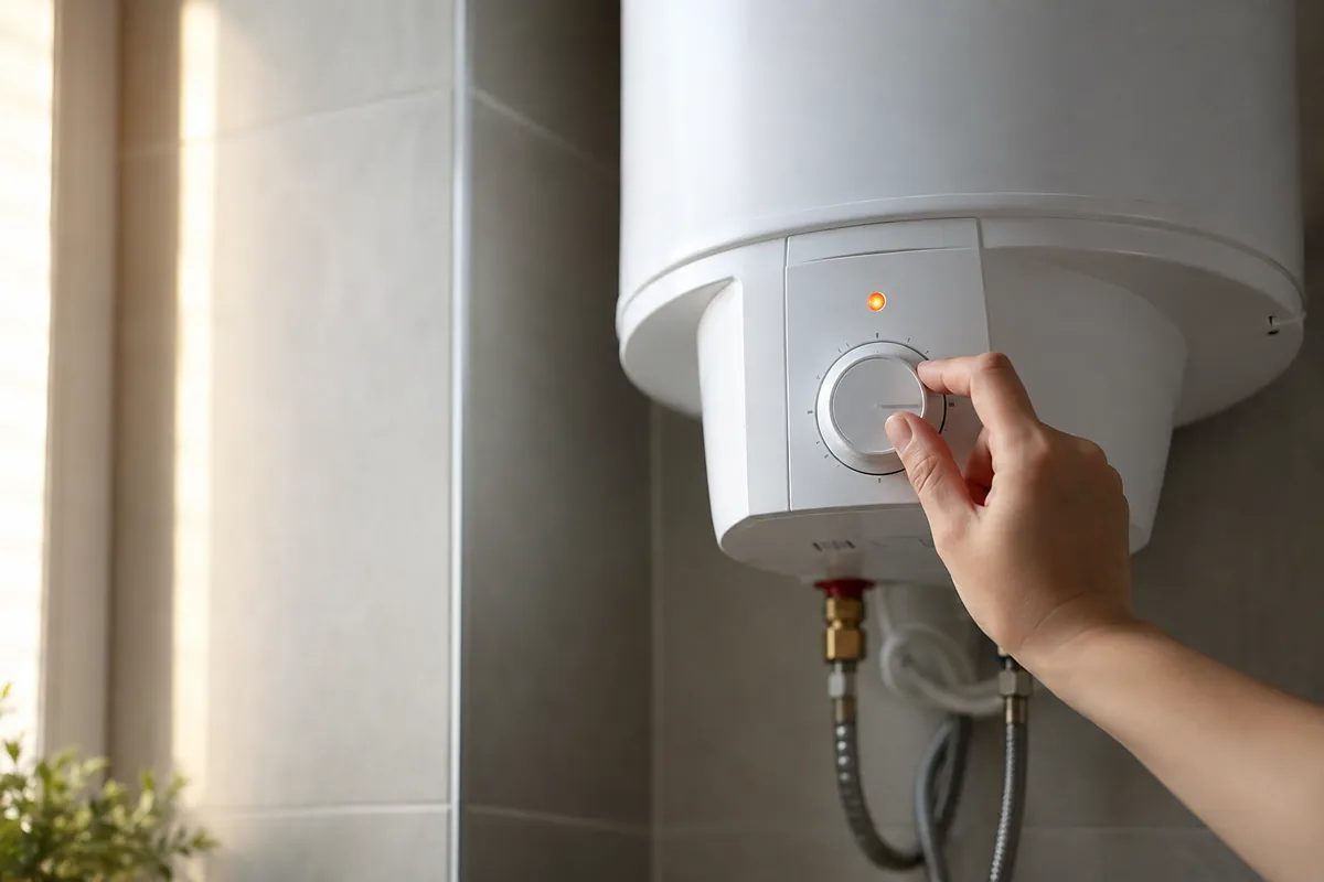 Рука включает настенный водонагреватель Haier