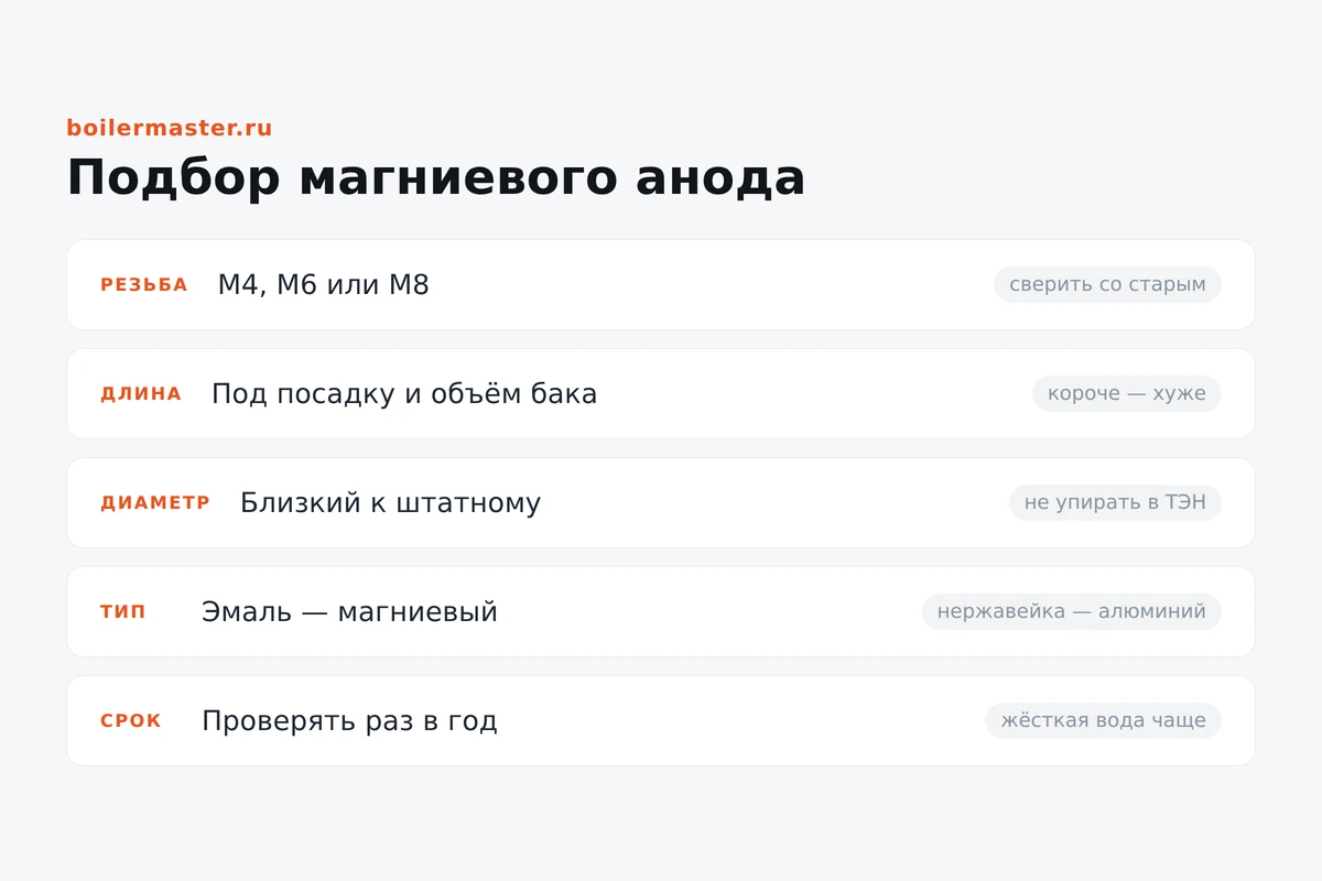 Магниевый анод для водонагревателя, новый и изношенный