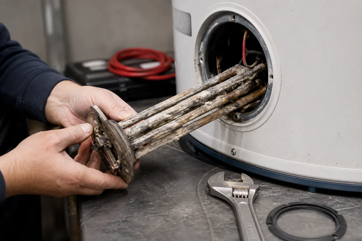 Замена фланцевого ТЭНа в накопительном водонагревателе Electrolux, извлечение нагревателя из бака