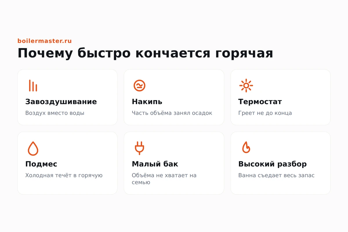 Струя воды из смесителя и почти пустая шкала горячей воды