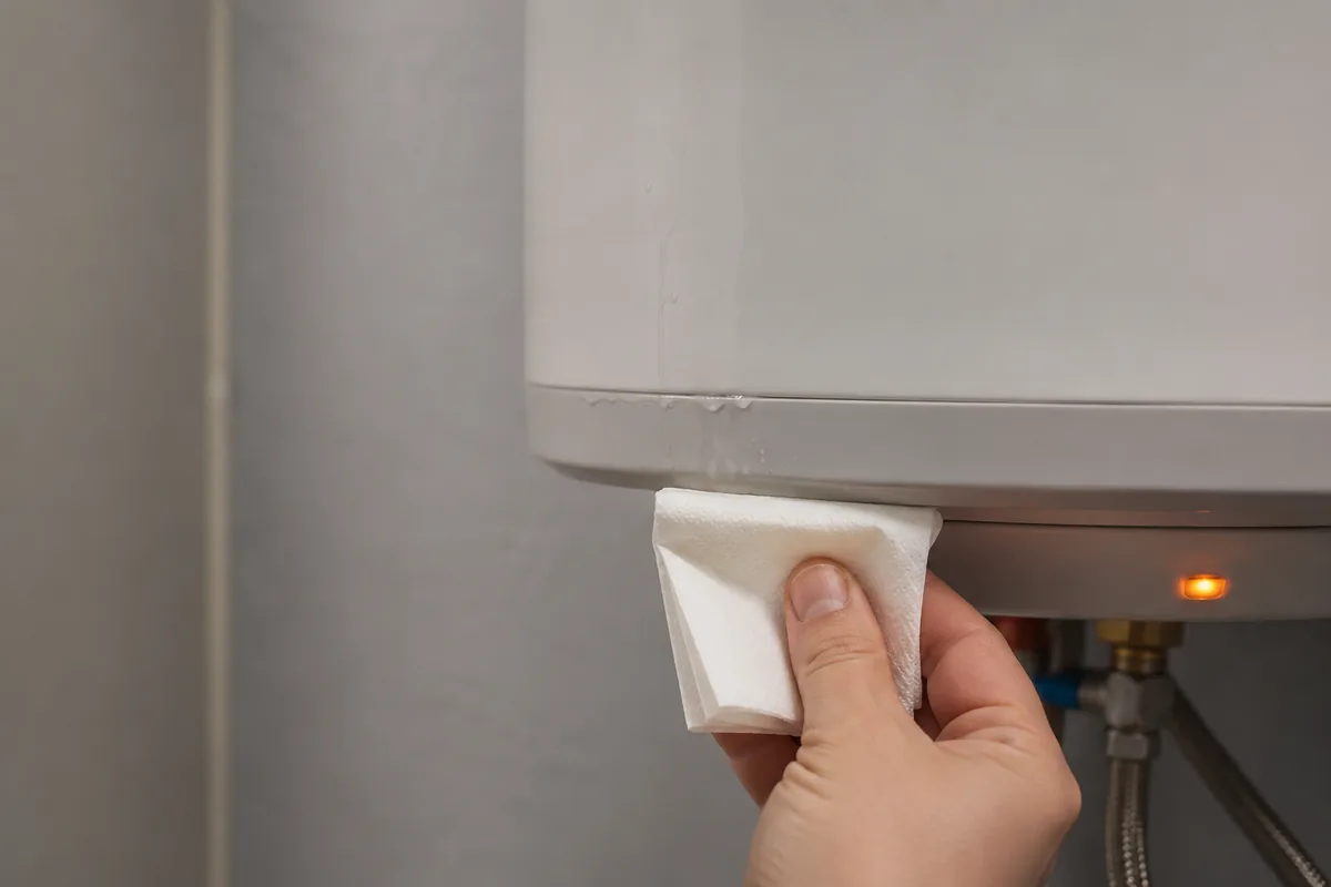 Влажный след на корпусе водонагревателя Haier