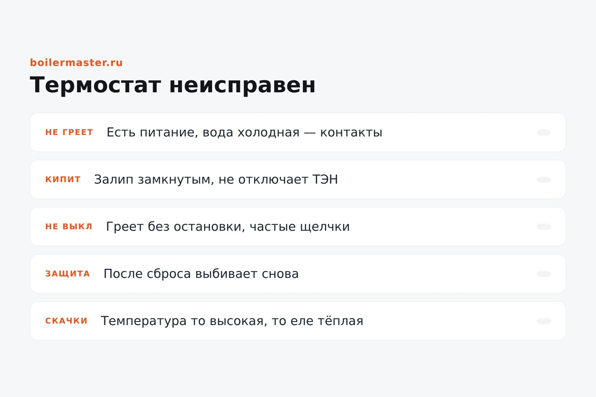 Термостат водонагревателя, снятый для проверки