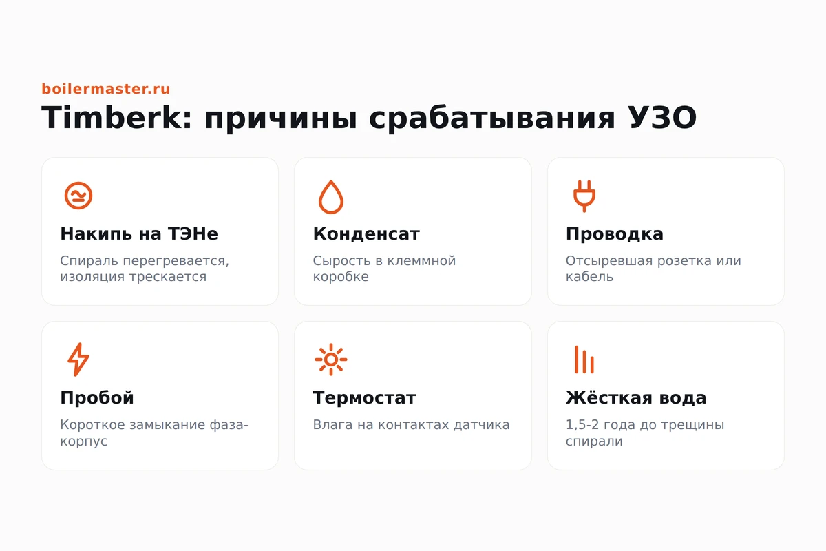 Диагностика утечки тока в водонагревателе Timberk с медным ТЭНом