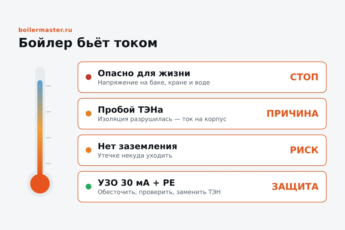 Опасность поражения током от неисправного водонагревателя